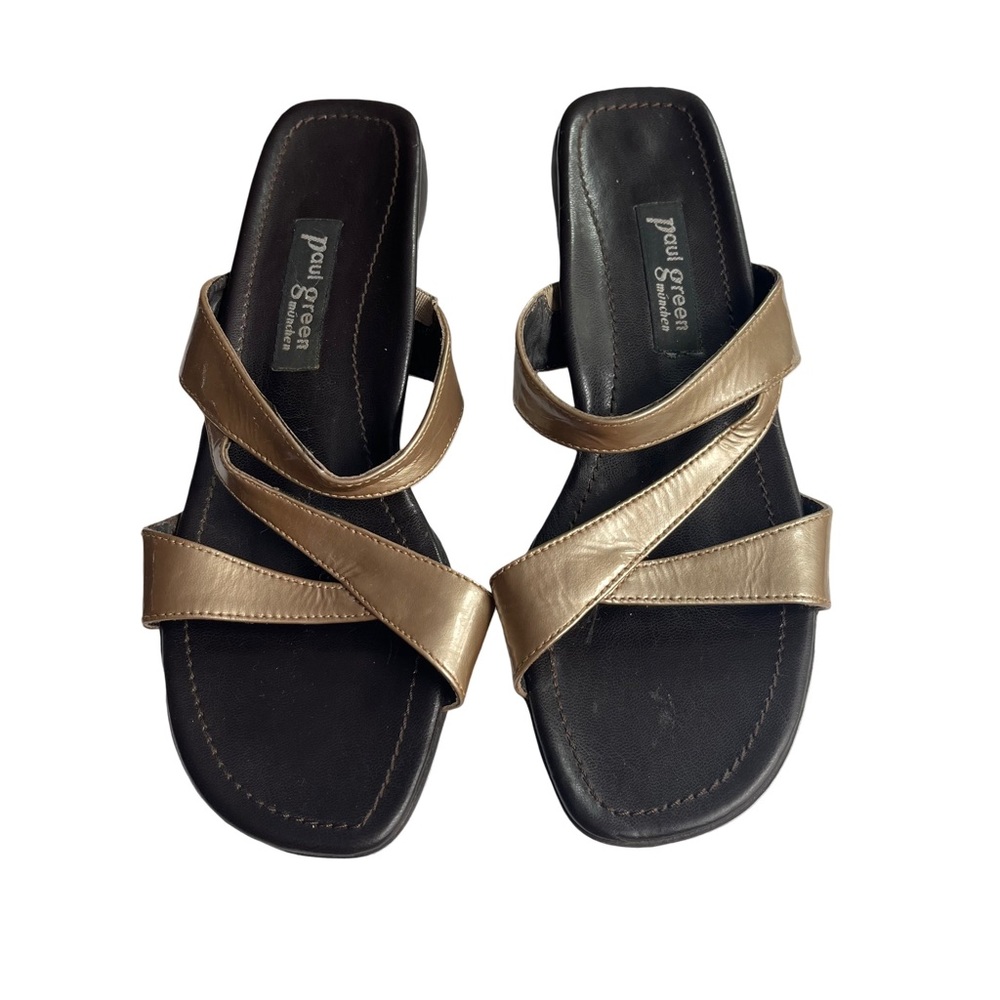 Paul Green Tan Patent Leather Strap Sandals. Nice. Size 8 - Picture 2 of 8